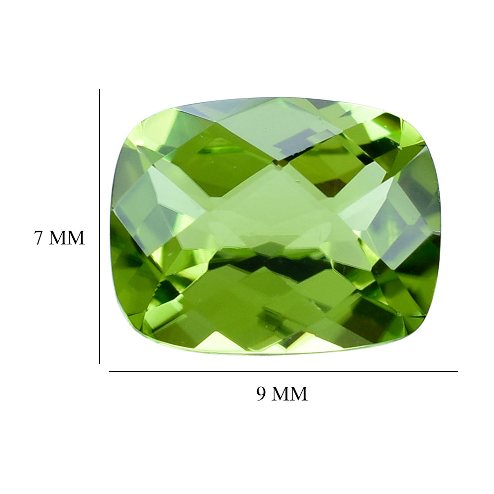 PERIDOT CHECKER CUT (GREEN/CLEAN) CUSHION 9.00X7.00 MM 2.29 Cts.