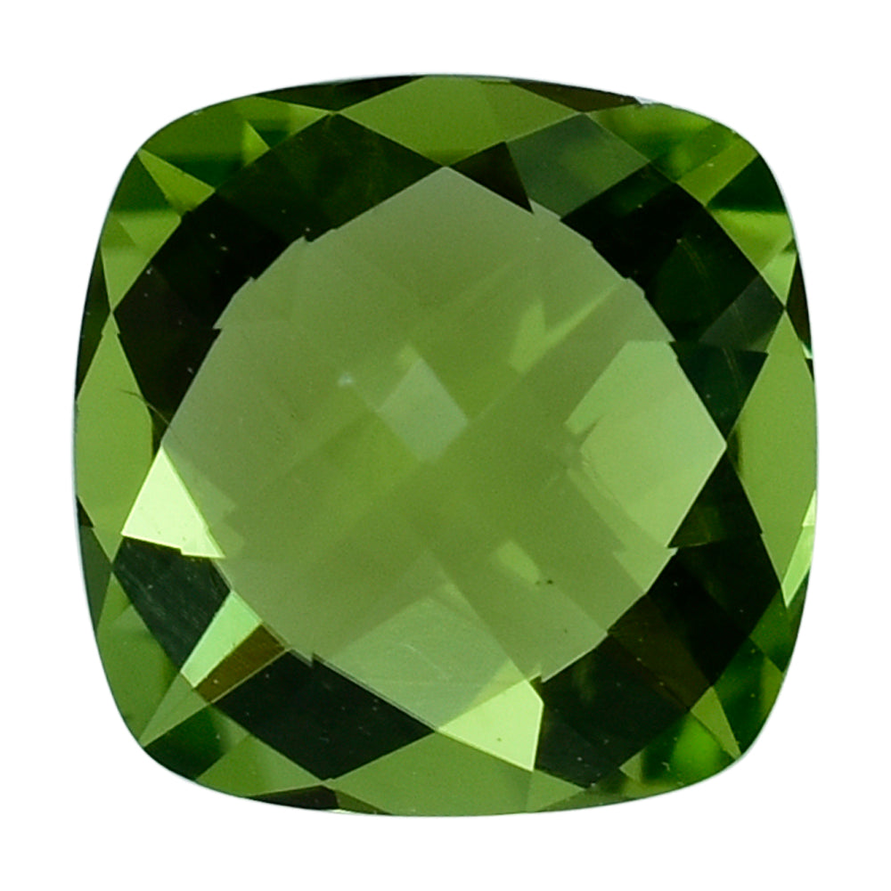 PERIDOT CHECKER CUT (GREEN/CLEAN) CUSHION 7.00X7.00 MM 1.42 Cts.