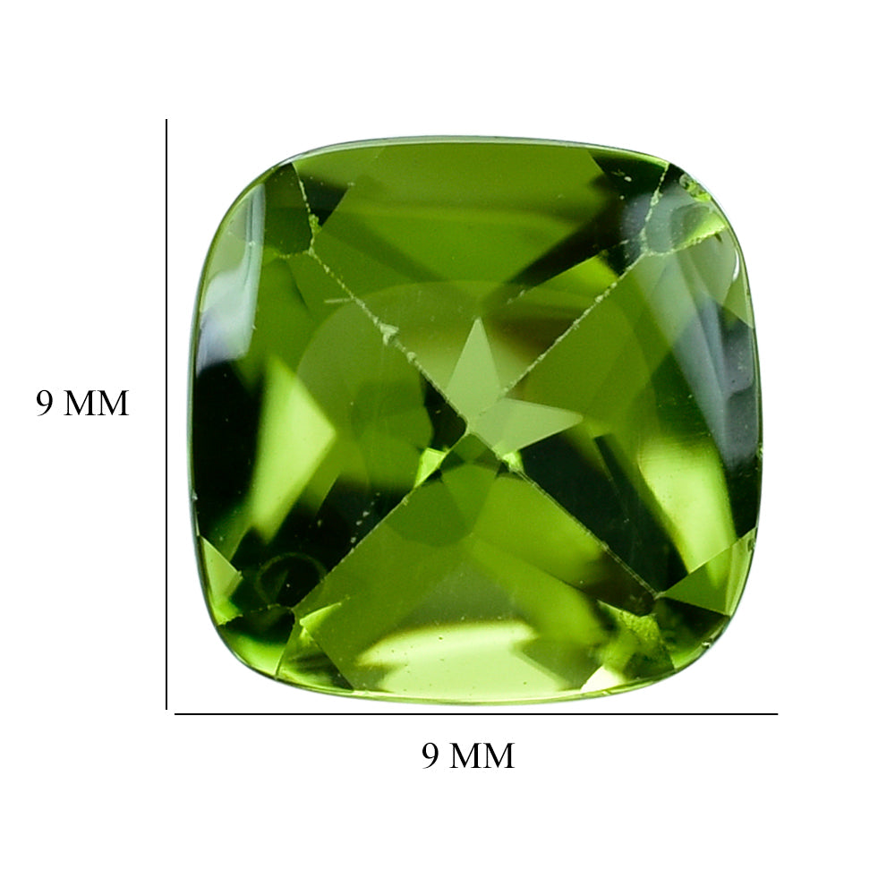 PERIDOT BUFF TOP (GREEN/CLEAN) CUSHION 9.00X9.00 MM 3.21 Cts.