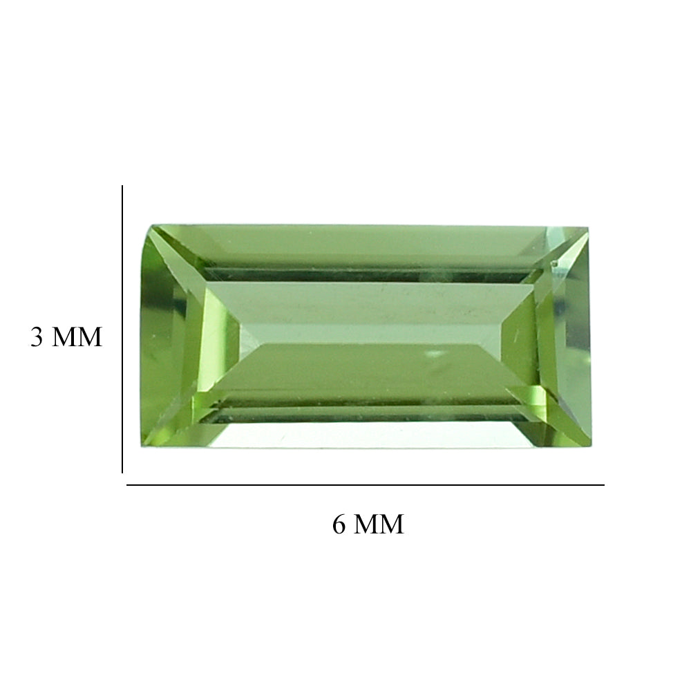 PERIDOT STEP CUT BAGUETTE (GREEN COLOR\CLEAN) 6.00X3.00 MM 0.35 Cts.