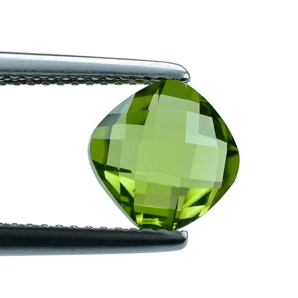PERIDOT CHECKER CUT (GREEN/CLEAN) CUSHION 8.00X8.00 MM 2.17 Cts.