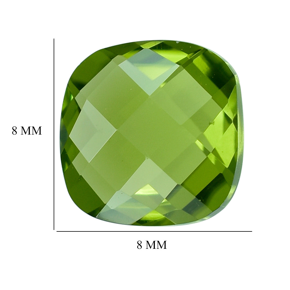 PERIDOT CHECKER CUT (GREEN/CLEAN) CUSHION 8.00X8.00 MM 2.17 Cts.