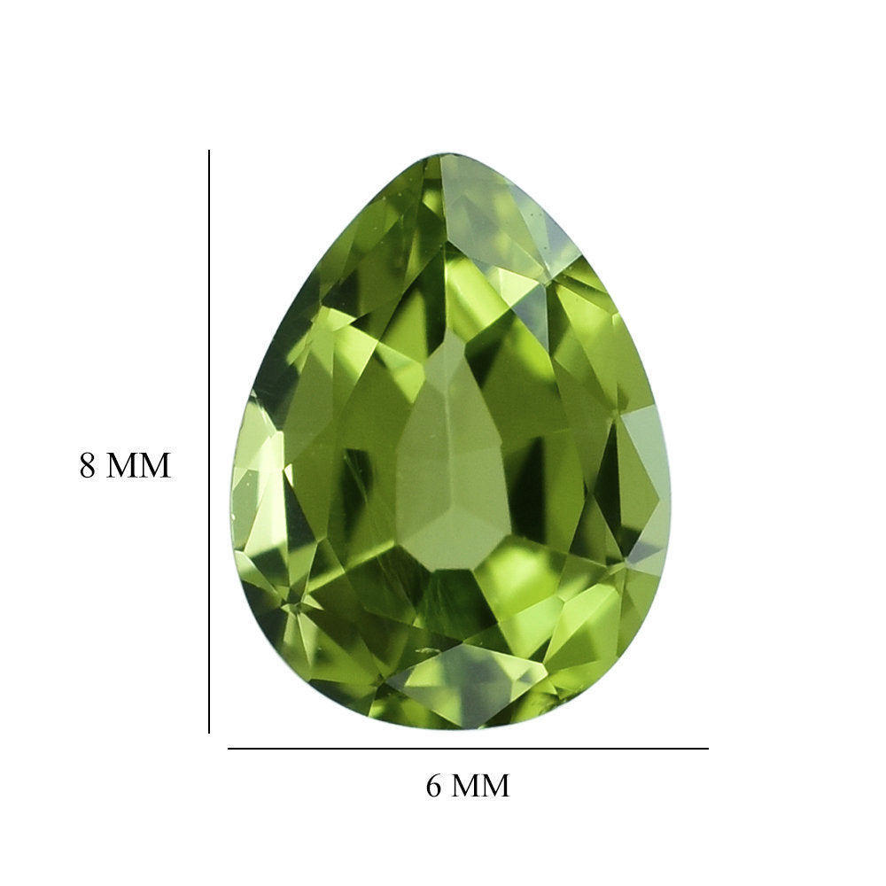 PERIDOT STEP CUT (GREEN/CLEAN) PEAR 8.00X6.00 MM 1.20 Cts.