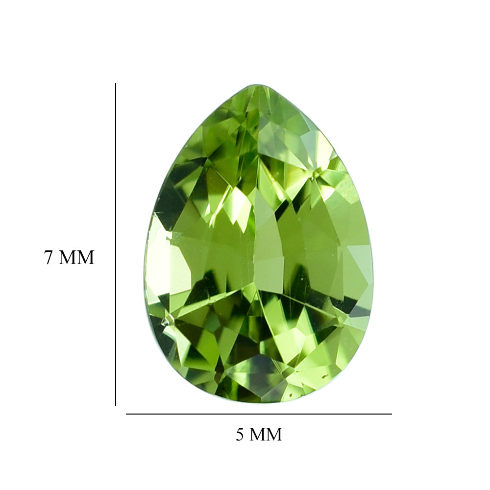 PERIDOT STEP CUT (GREEN/CLEAN) PEAR 7.00X5.00 MM 0.76 Cts.