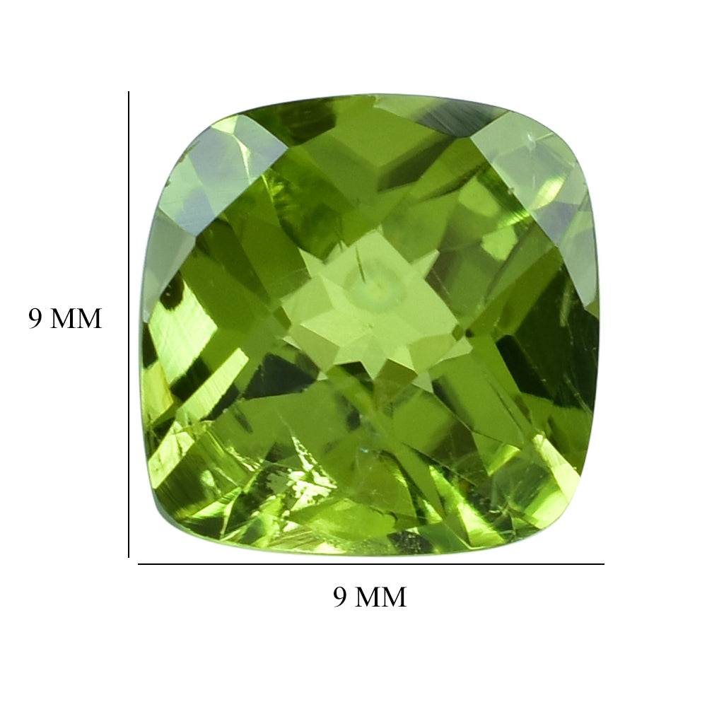 PERIDOT CHECKER CUT (HI) CUSHION 9MM 3.45 Cts.