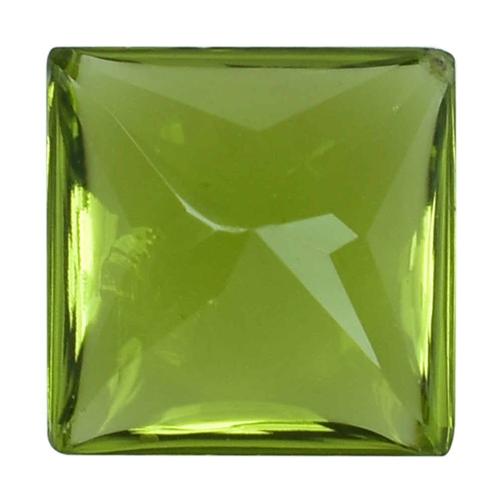 PERIDOT BUFFTOP PRINCESS CUT SQUARE 9MM 3.63 Cts.
