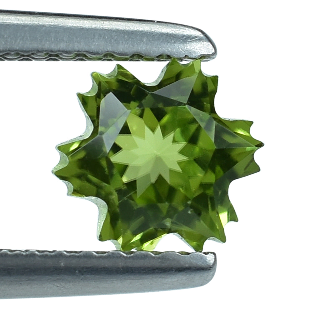 PERIDOT CUT SNOWFLAKE SHAPE (CLEAN ) 6MM (THICKNESS:-4.50MM) 1.10 Cts.