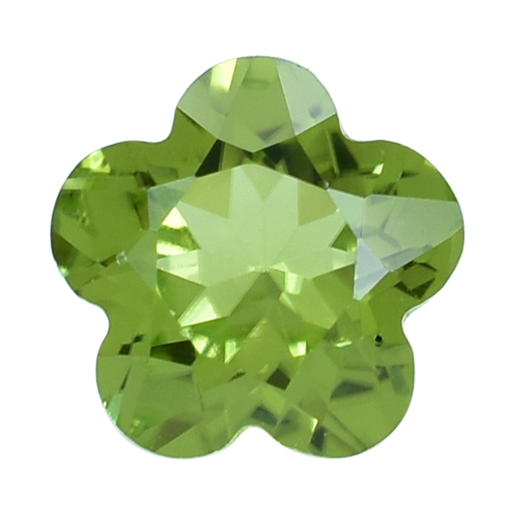PERIDOT CUT FLOWER 5 LEAF (CLEAN ) 6MM (THICKNESS:-3.60-4.00MM) 0.98 Cts.