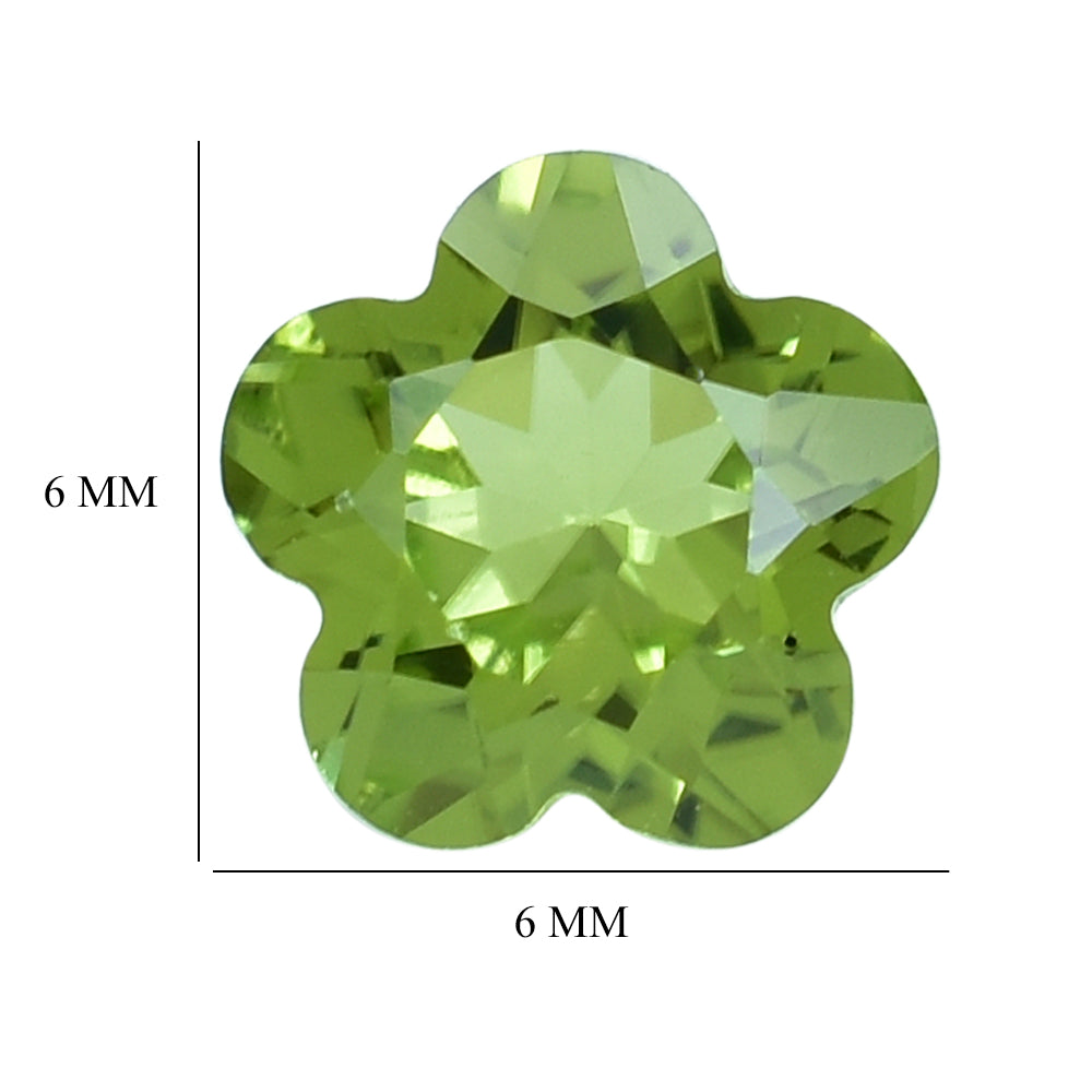 PERIDOT CUT FLOWER 5 LEAF (CLEAN ) 6MM (THICKNESS:-3.60-4.00MM) 0.98 Cts.