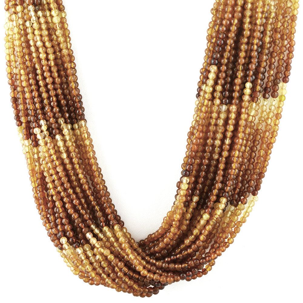 HESSONITE 4-4.50MM PLAIN ROUND BEADS 16" LINE