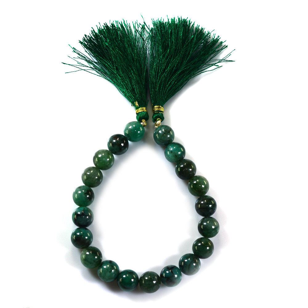 EMERALD 10MM PLAIN BALLS 8" PER LINE