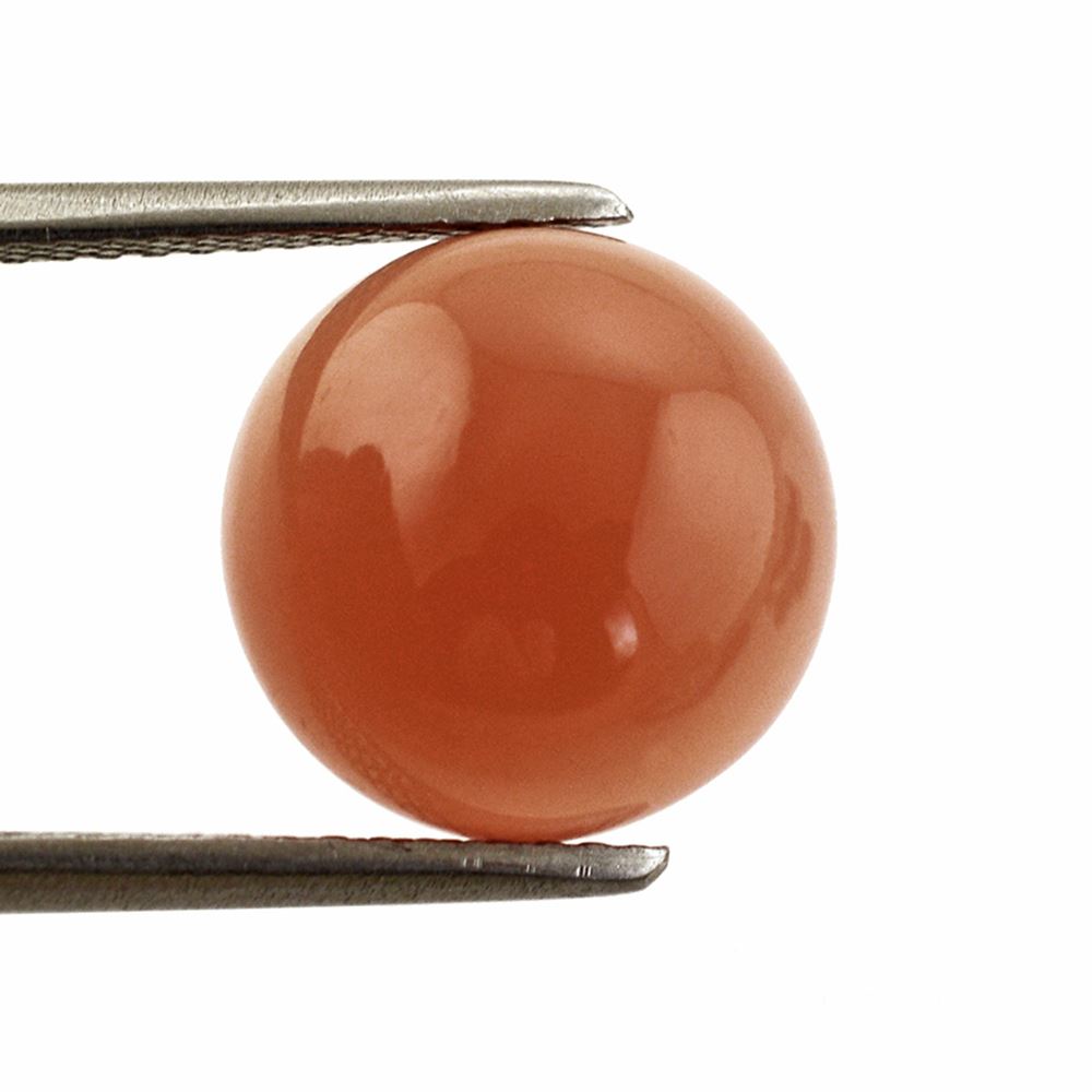 PEACH MOONSTONE ROUND CAB 11MM 5.23 Cts.