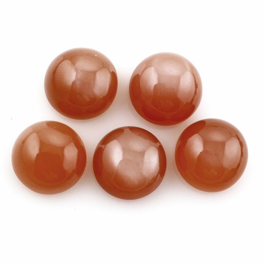 PEACH MOONSTONE ROUND CAB 11MM 5.23 Cts.