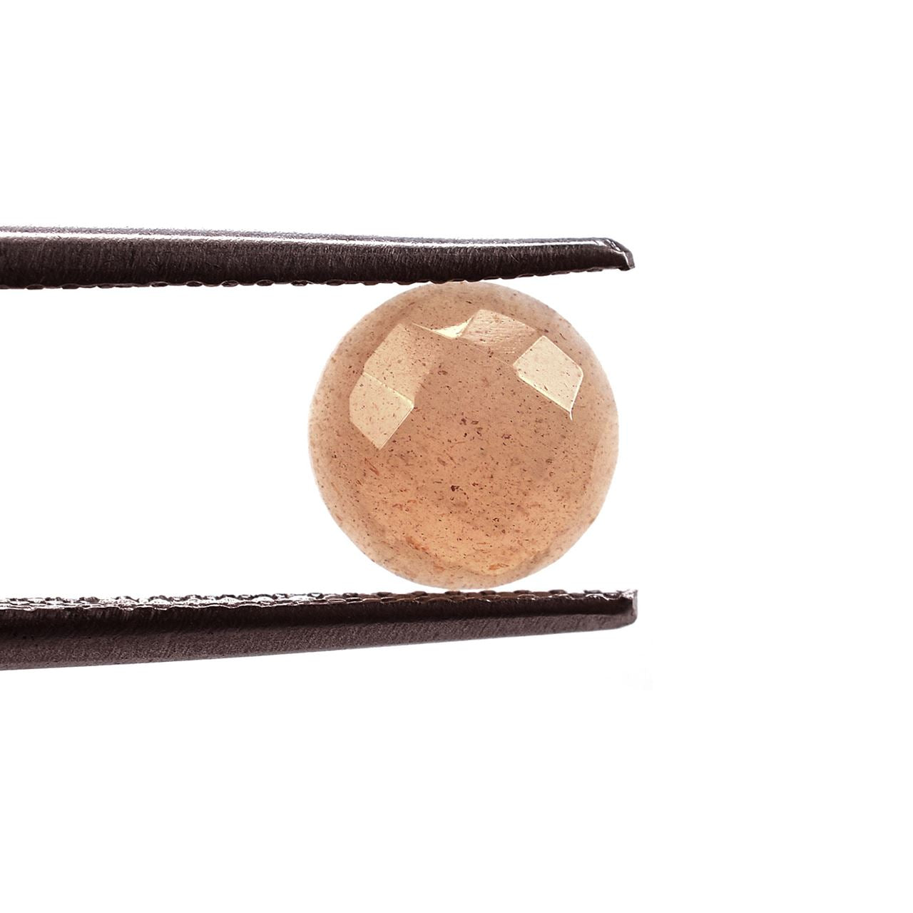 PEACH MOONSTONE CHECKER CUT ROUND CAB (MEDIUM)(CLEAN) 7.00X7.00 MM 1.10 Cts.