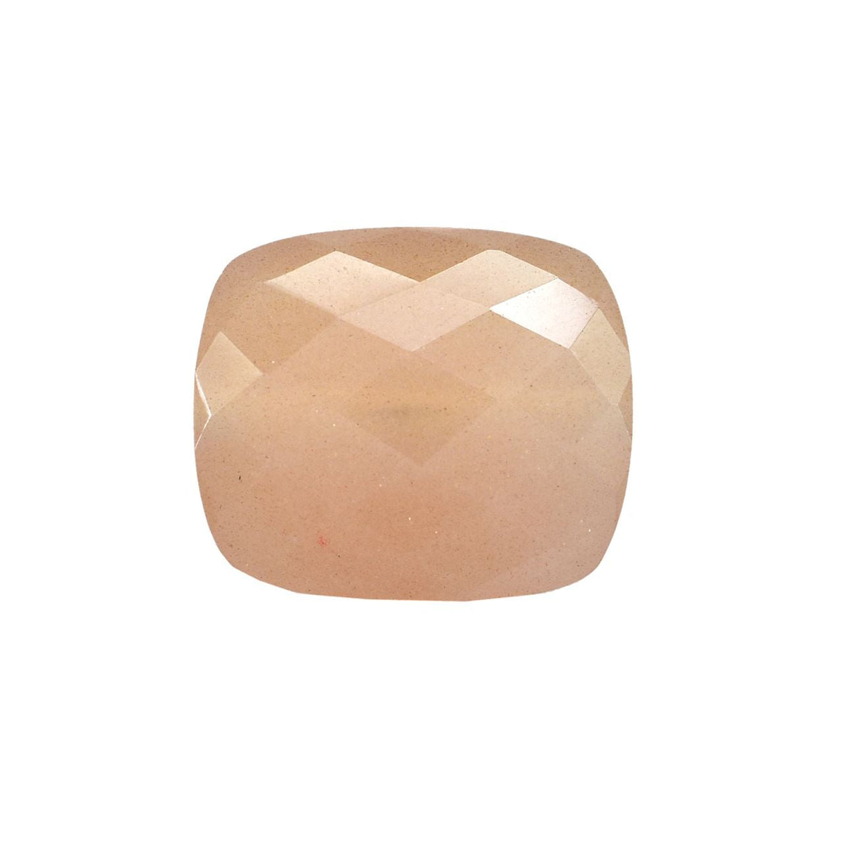 PEACH MOONSTONE CHECKER CUT BRIOLETTE CUSHION (MEDIUM)(CLEAN) 14.00X12.00 MM 7.47 Cts.