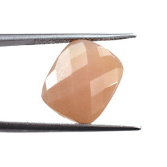 PEACH MOONSTONE CHECKER CUT BRIOLETTE CUSHION (MEDIUM)(CLEAN) 14.00X12.00 MM 7.47 Cts.