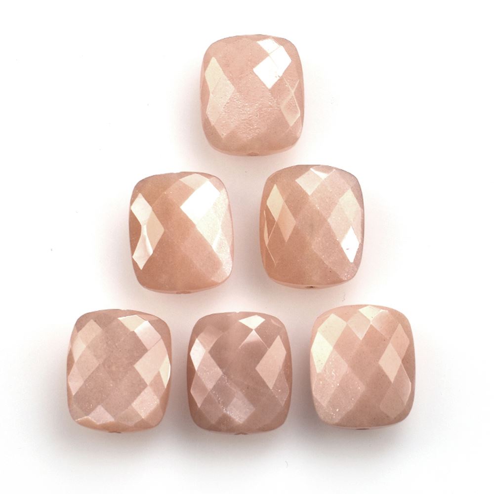 PEACH MOONSTONE CHECKER CUT BRIOLETTE CUSHION (MEDIUM)(CLEAN) 14.00X12.00 MM 7.47 Cts.