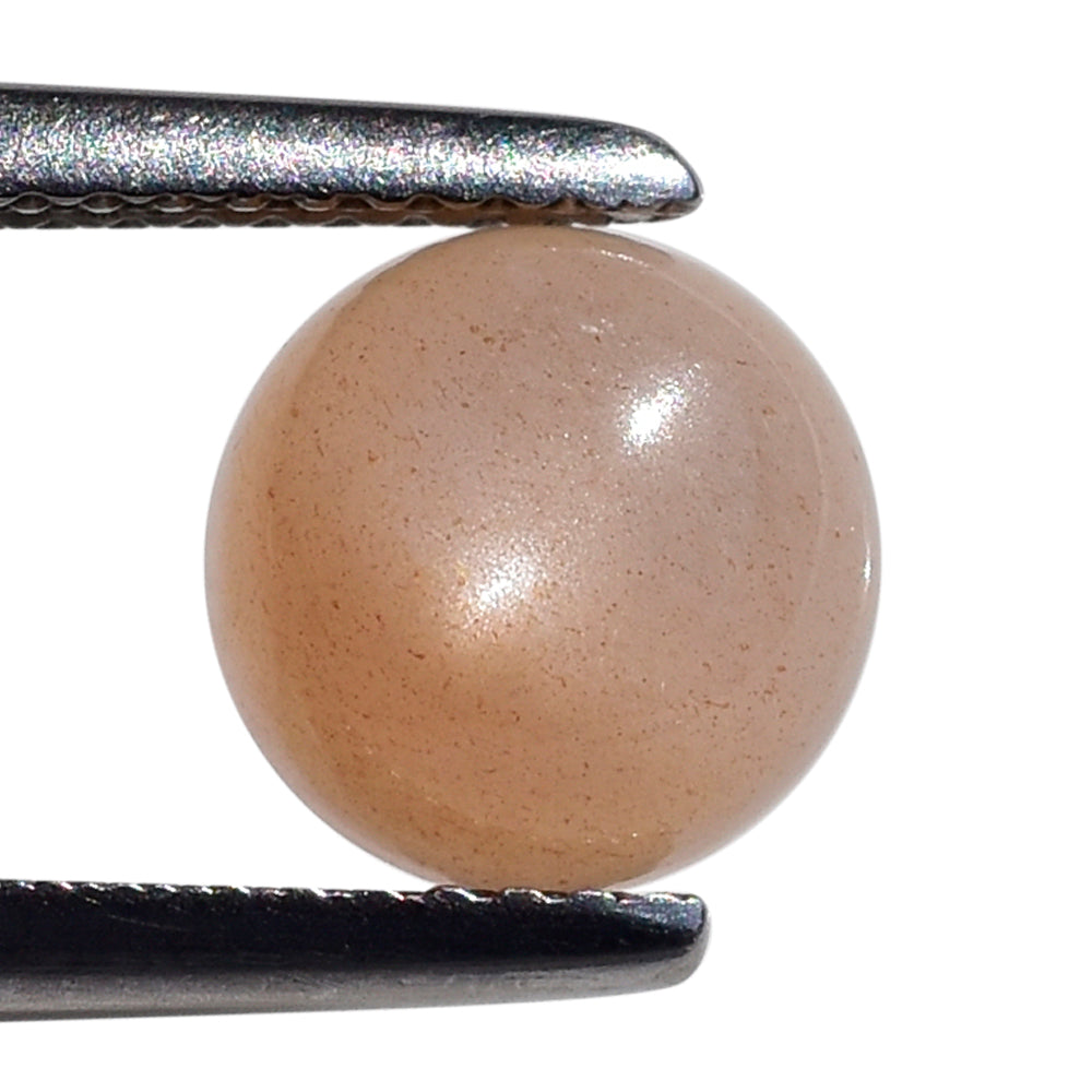 PEACH MOONSTONE PLAIN CAB ROUND CLEAN 8.00X8.00 MM 1.97 Cts.