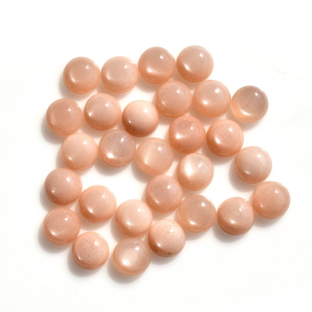 PEACH MOONSTONE PLAIN CAB ROUND CLEAN 8.00X8.00 MM 1.97 Cts.