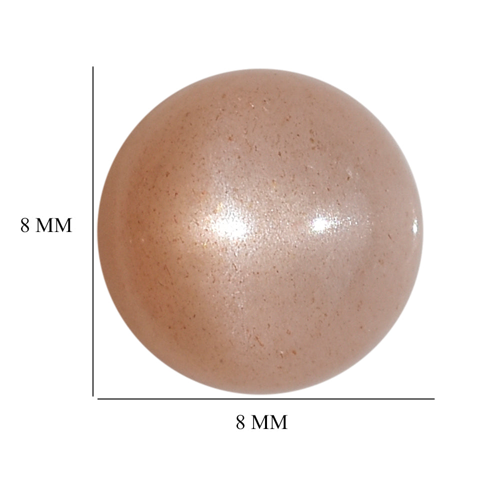 PEACH MOONSTONE PLAIN CAB ROUND CLEAN 8.00X8.00 MM 1.97 Cts.