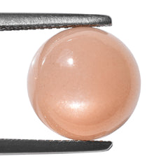 PEACH MOONSTONE PLAIN CAB ROUND CLEAN 12.00X12.00 MM 6.48 Cts.