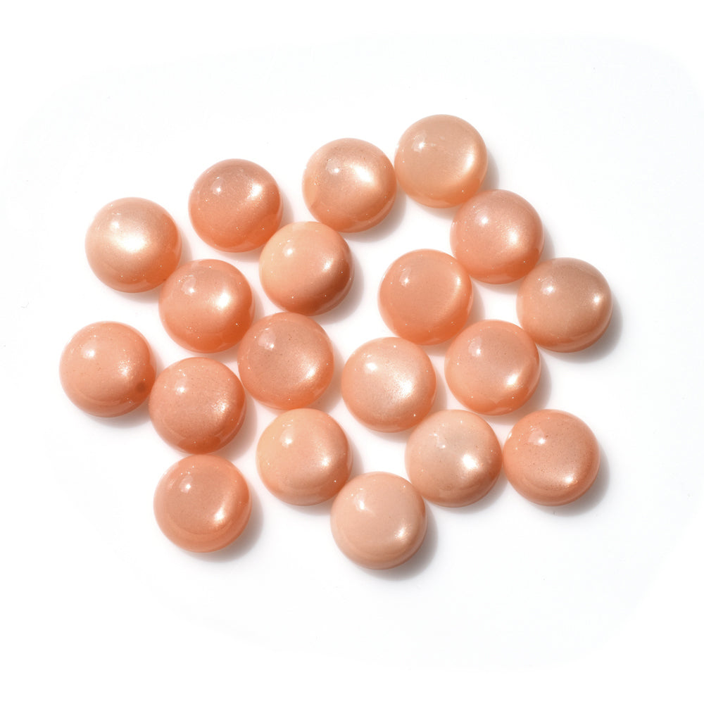 PEACH MOONSTONE PLAIN CAB ROUND CLEAN 12.00X12.00 MM 6.48 Cts.