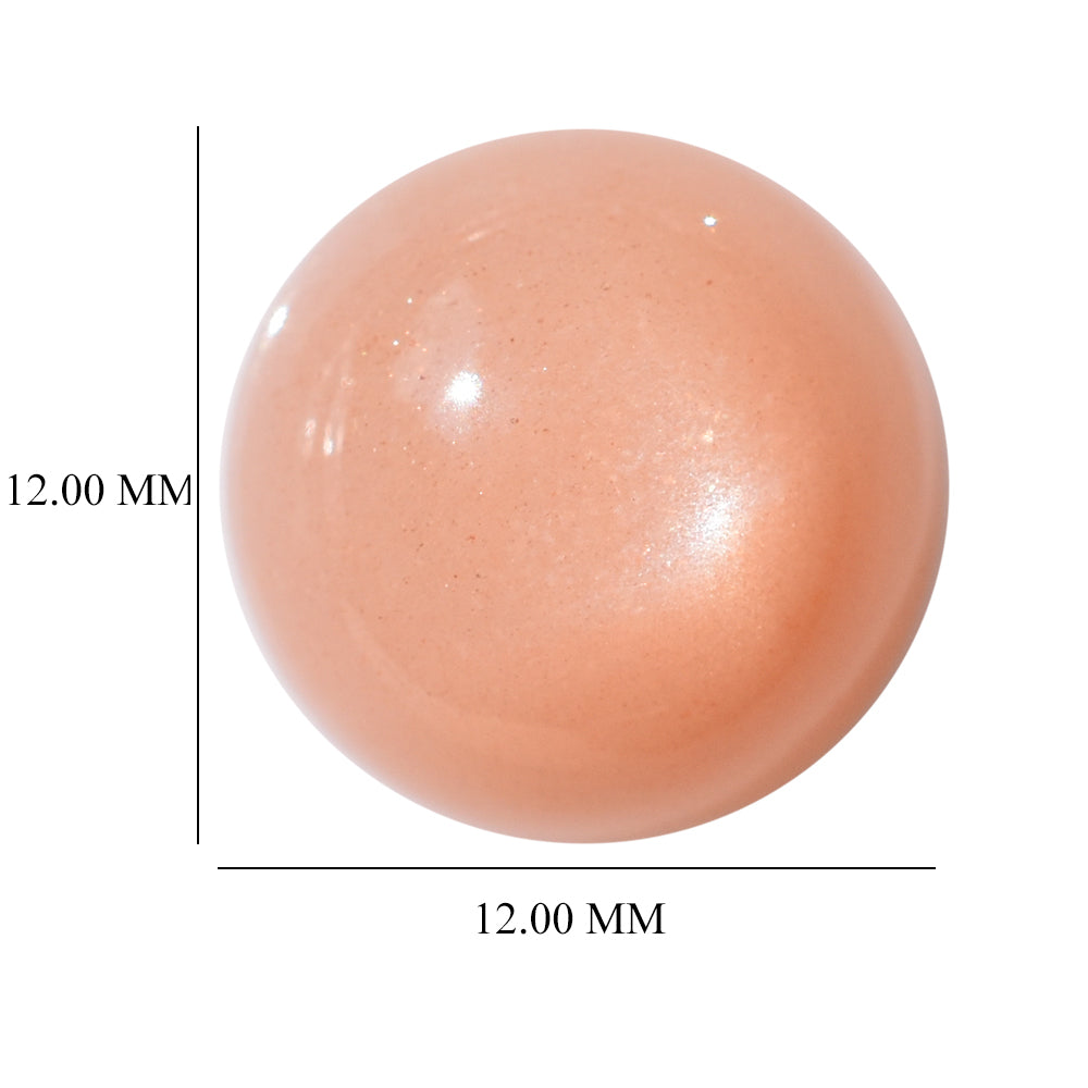 PEACH MOONSTONE PLAIN CAB ROUND CLEAN 12.00X12.00 MM 6.48 Cts.