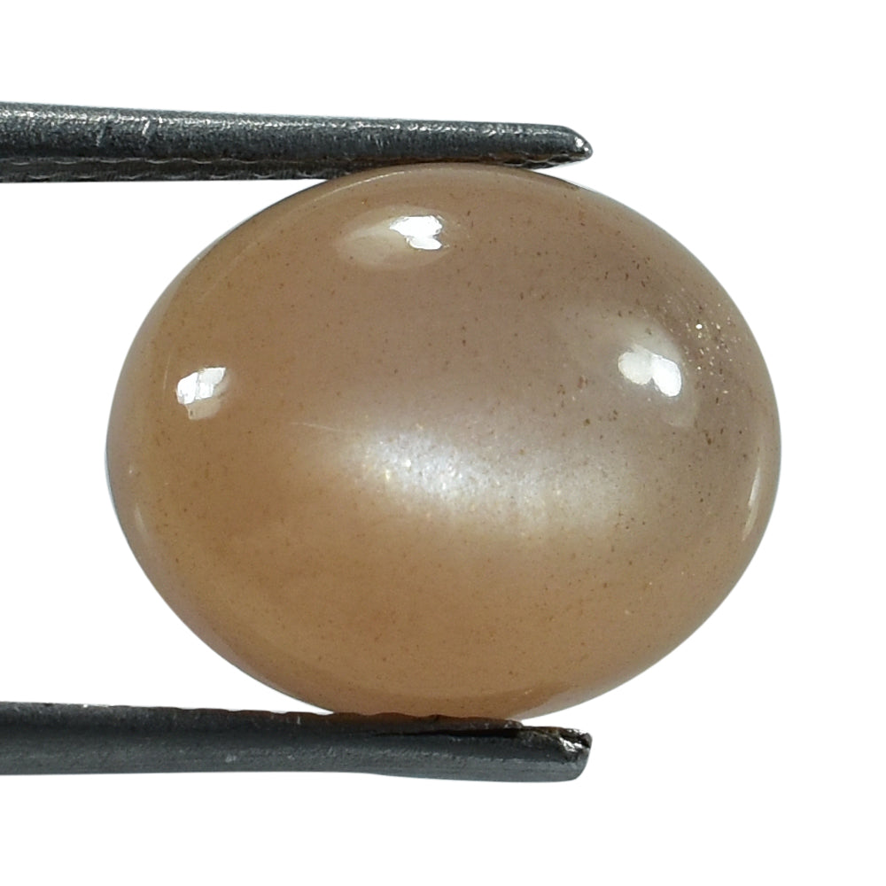 PEACH MOONSTONE PLAIN CAB OVAL CLEAN 12.00X10.00 MM 4.53 Cts.