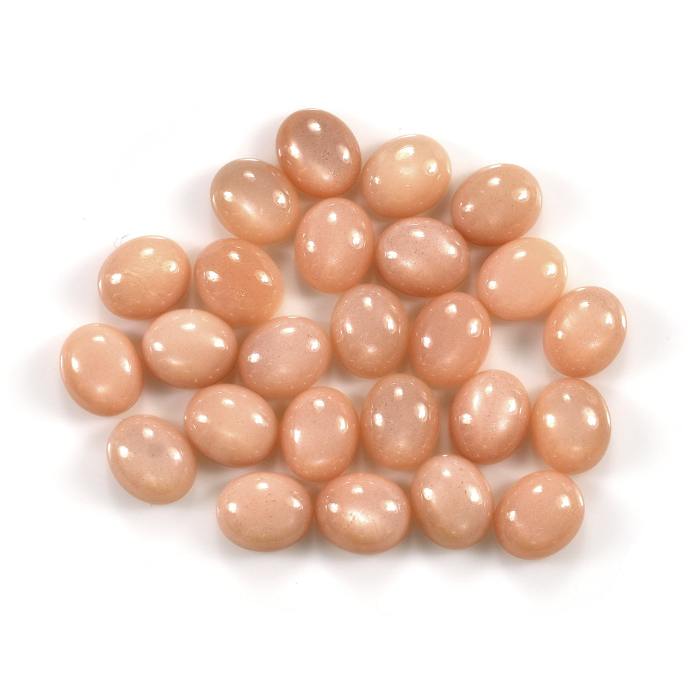 PEACH MOONSTONE PLAIN CAB OVAL CLEAN 12.00X10.00 MM 4.53 Cts.