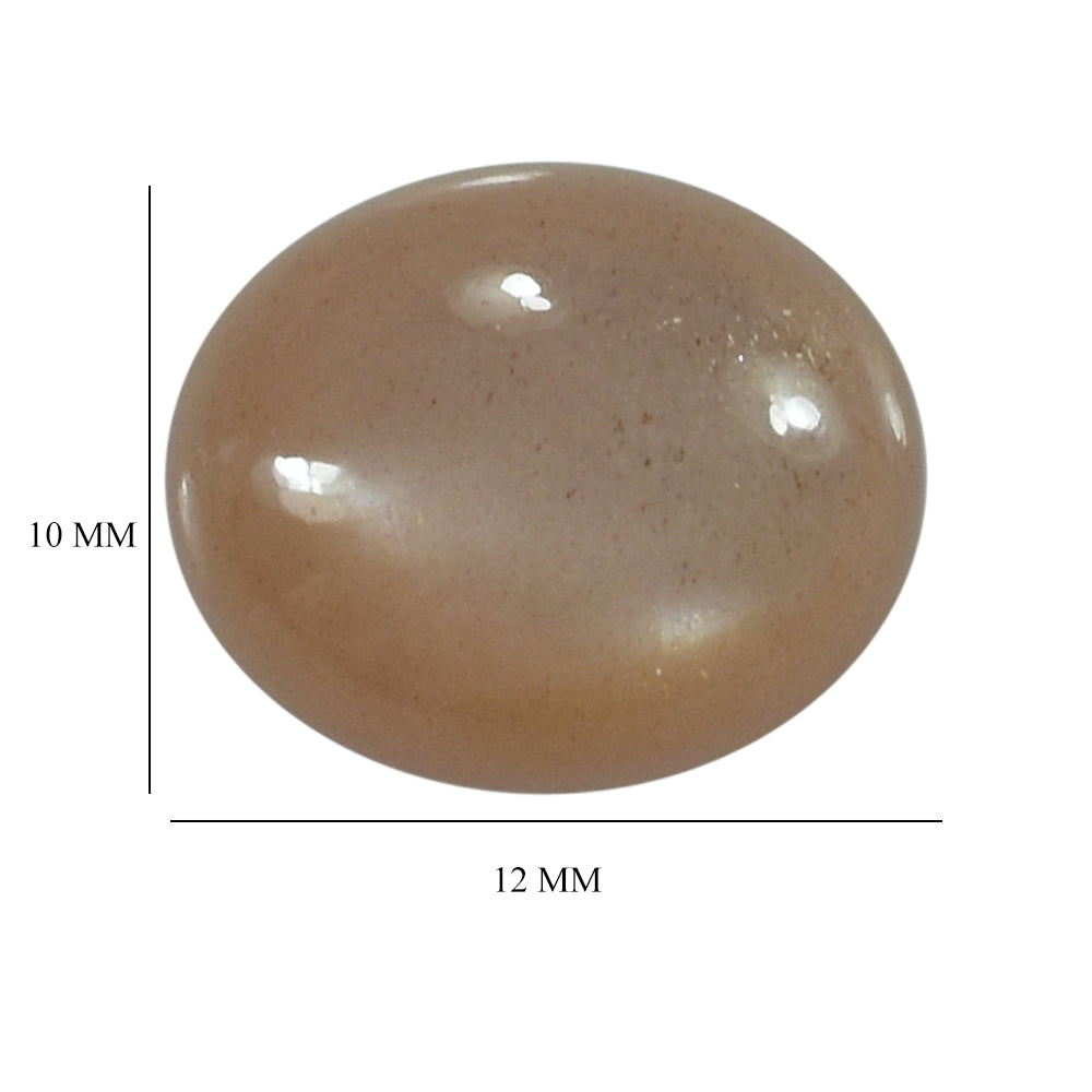 PEACH MOONSTONE PLAIN CAB OVAL CLEAN 12.00X10.00 MM 4.53 Cts.