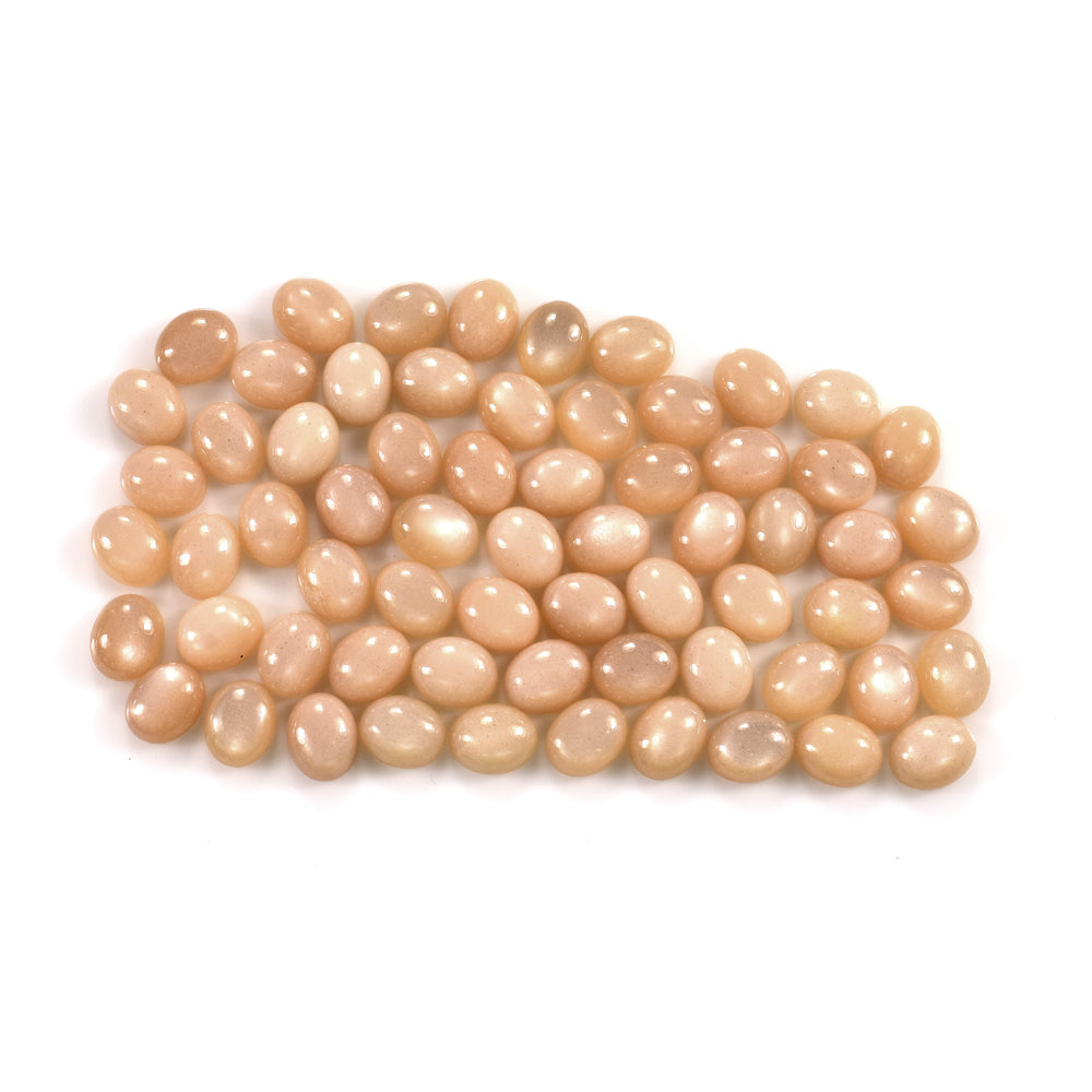 PEACH MOONSTONE PLAIN CAB OVAL CLEAN 10.00X8.00 MM 2.54 Cts.