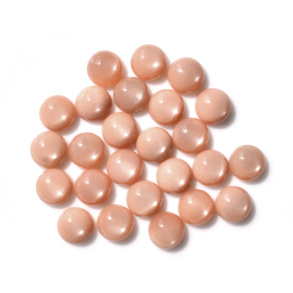 PEACH MOONSTONE PLAIN CAB ROUND CLEAN 14.00X14.00 MM 10.16 Cts.