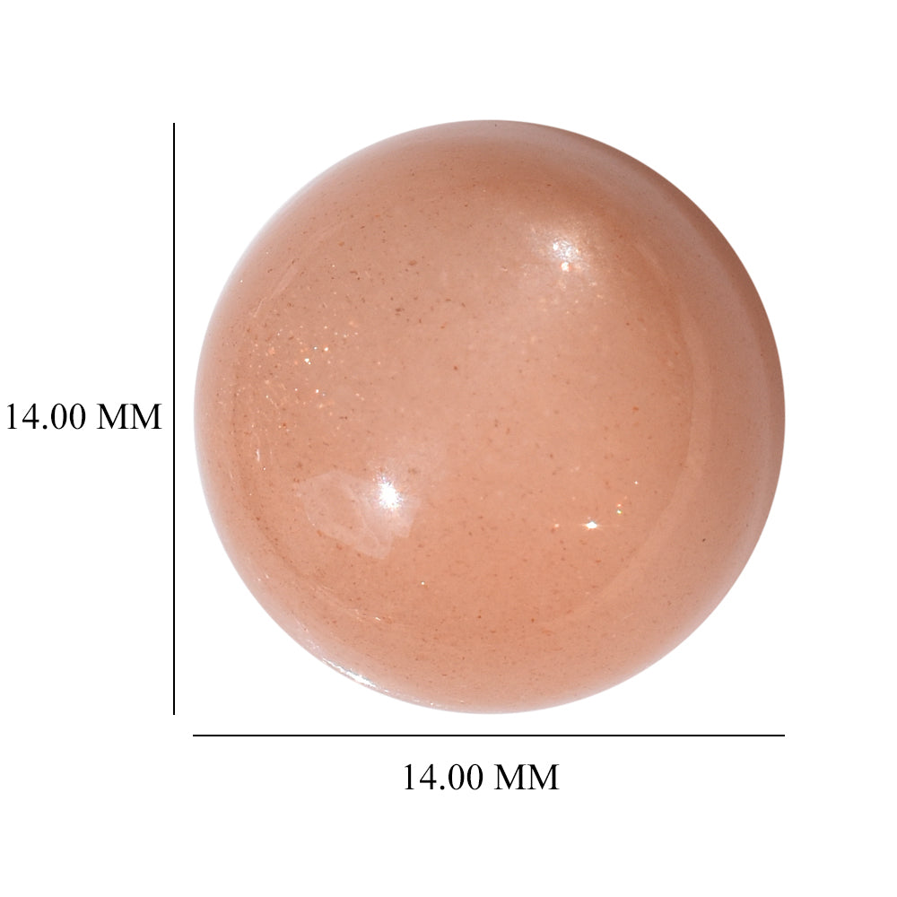 PEACH MOONSTONE PLAIN CAB ROUND CLEAN 14.00X14.00 MM 10.16 Cts.
