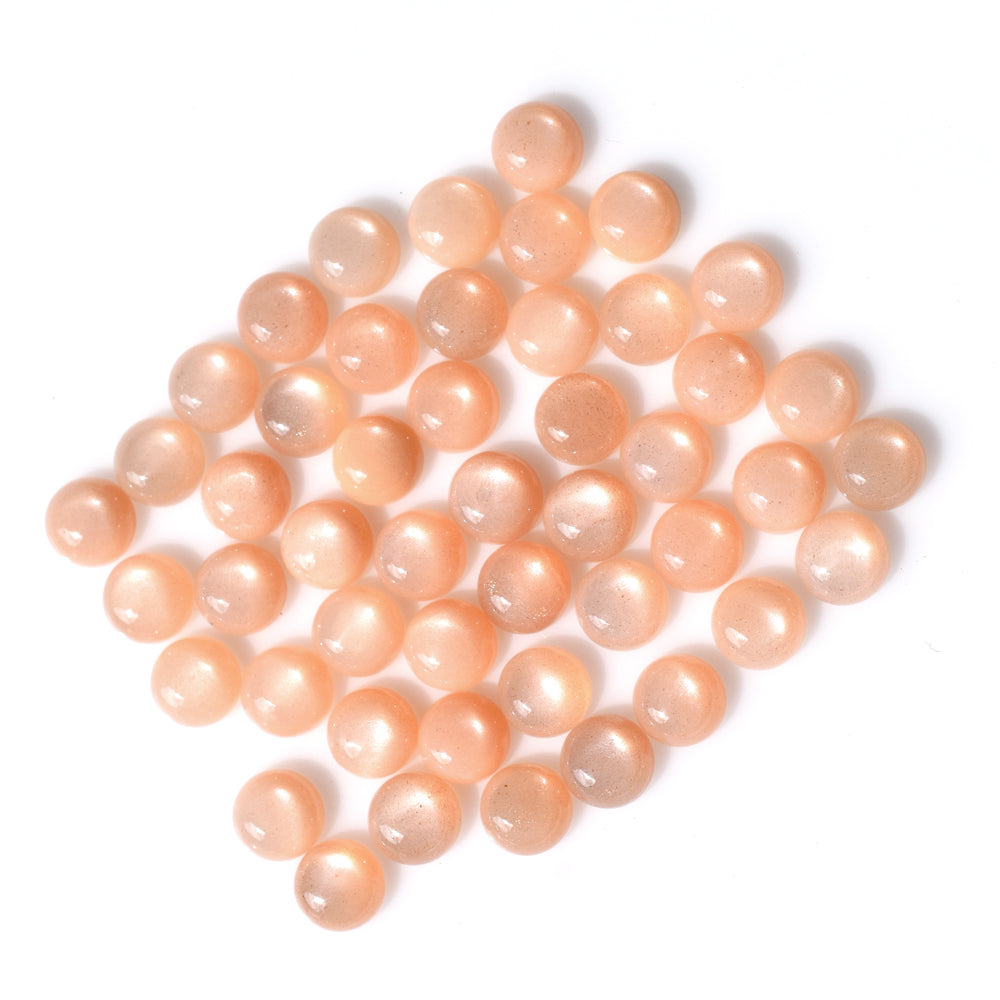 PEACH MOONSTONE PLAIN CAB ROUND CLEAN 7.00X7.00 MM 1.34 Cts.