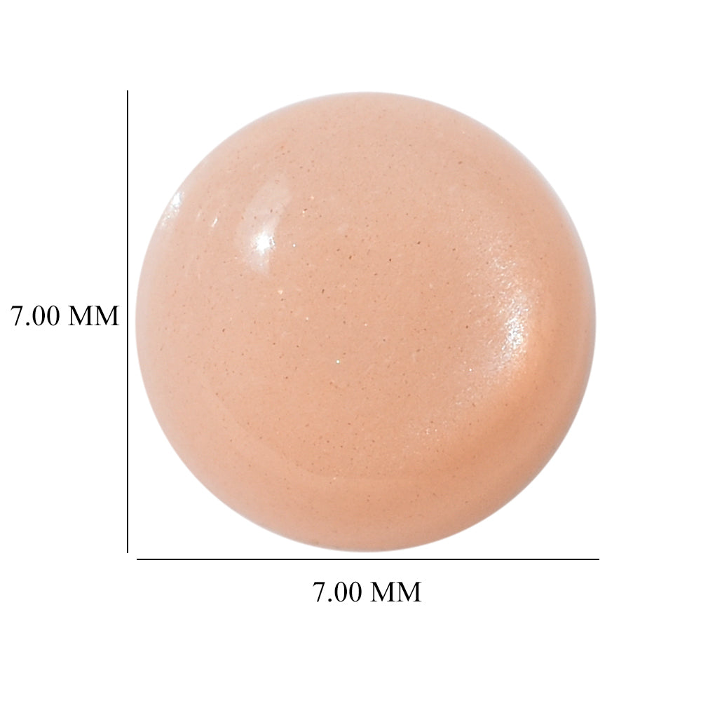 PEACH MOONSTONE PLAIN CAB ROUND CLEAN 7.00X7.00 MM 1.34 Cts.
