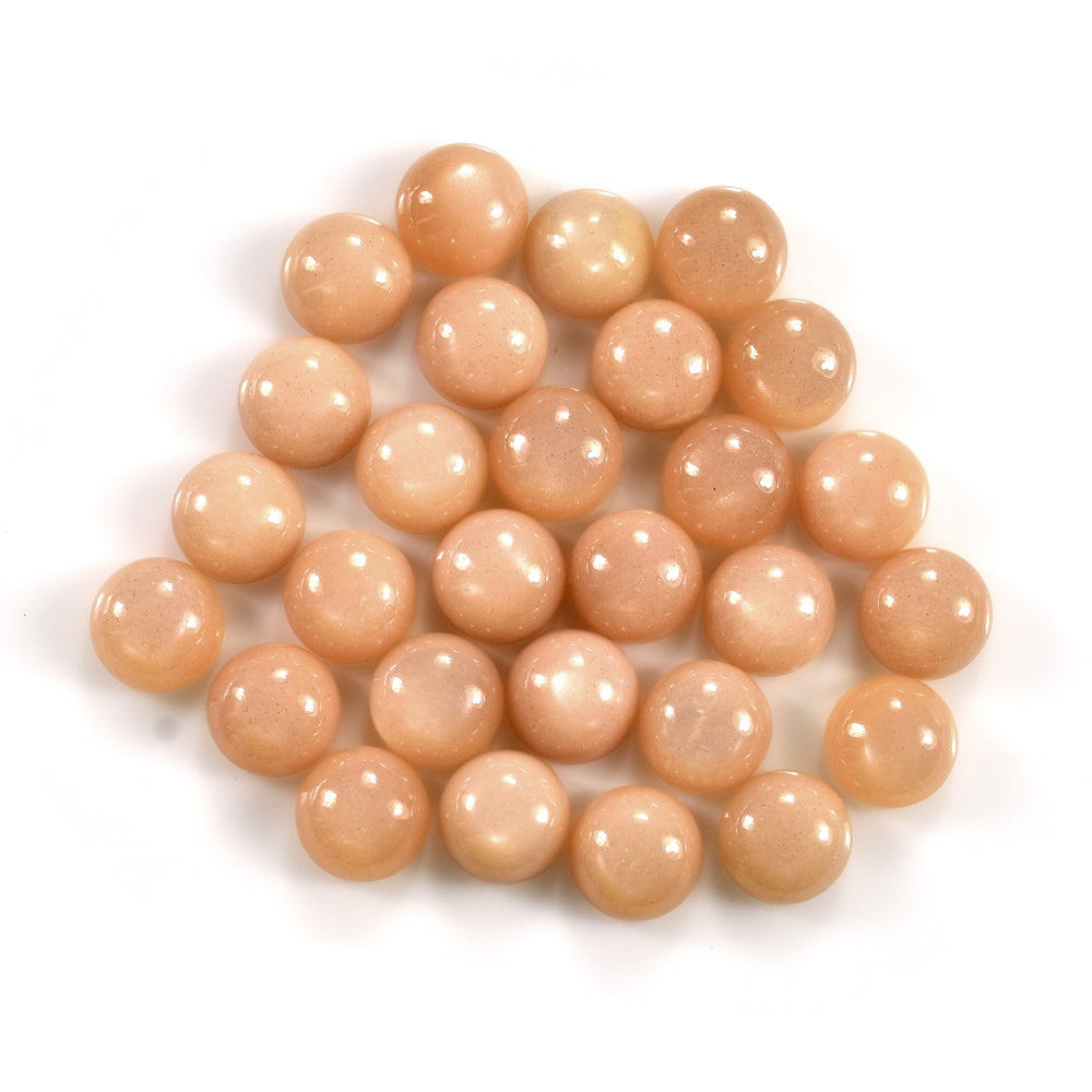 PEACH MOONSTONE PLAIN CAB ROUND CLEAN 10.00X10.00 MM 3.84 Cts.