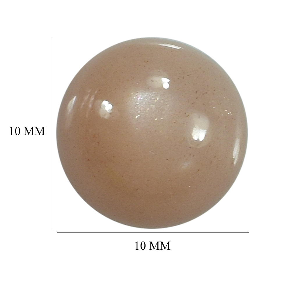 PEACH MOONSTONE PLAIN CAB ROUND CLEAN 10.00X10.00 MM 3.84 Cts.