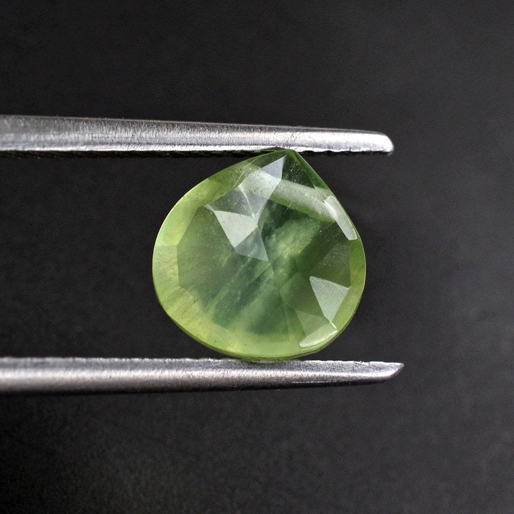 PREHNITE ROSE CUT BRIOLETTE PEAR/TABEEZ (FULL DRILL) 8MM 2.45 Cts.