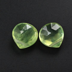 PREHNITE ROSE CUT BRIOLETTE PEAR/TABEEZ (FULL DRILL) 8MM 2.45 Cts.