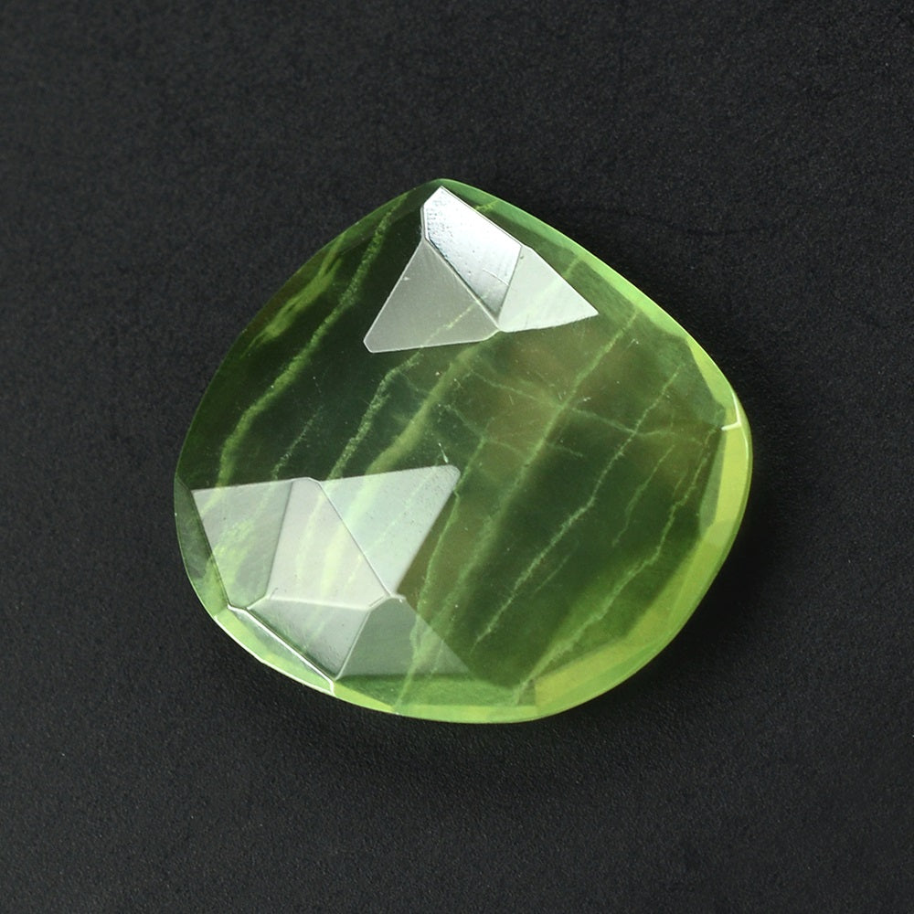 PREHNITE ROSE CUT BRIOLETTE IRREGULAR PEAR 15X14MM 5.34 Cts.