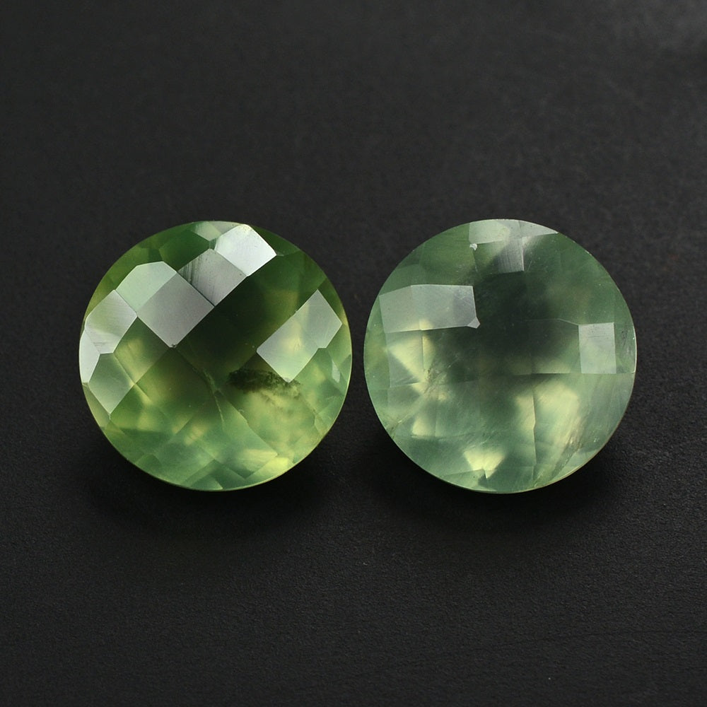 PREHNITE CHECKER CUT ROUND 10MM 3.64 Cts.