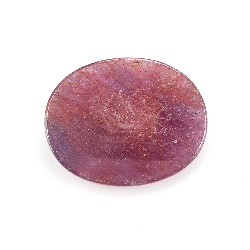 PINK RED SAPPHIRE ROSE CUT OVAL CAB 25X20MM 19.79 Cts.