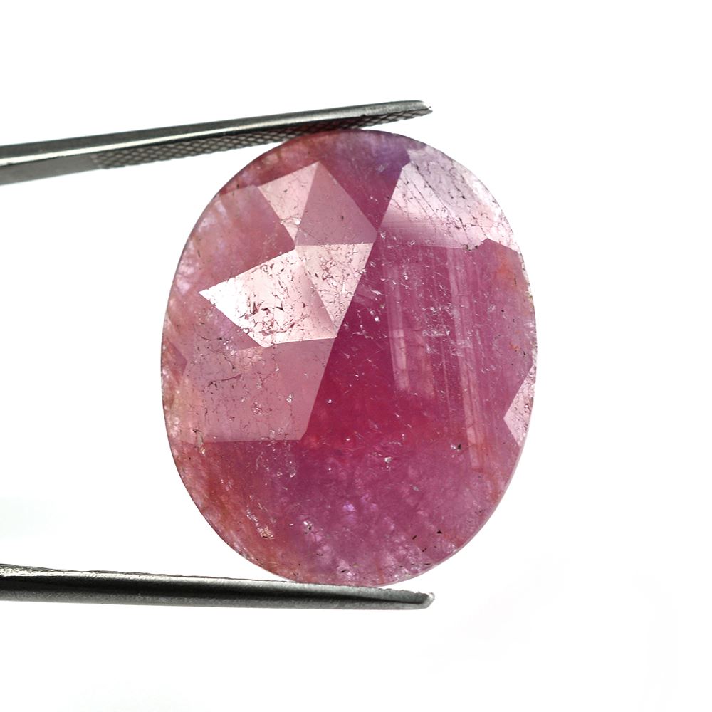 PINK RED SAPPHIRE ROSE CUT OVAL CAB 25X20MM 19.79 Cts.