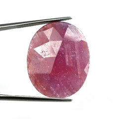 PINK RED SAPPHIRE ROSE CUT OVAL CAB 25X20MM 19.79 Cts.