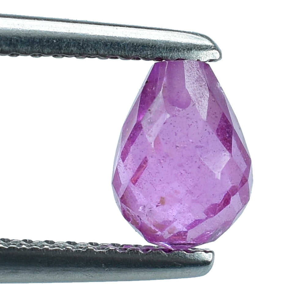 PINK SAPPHIRE (GLASS FILLED) FACETED DROPS (HALF DRILL) 7X5MM 1.79 Cts.