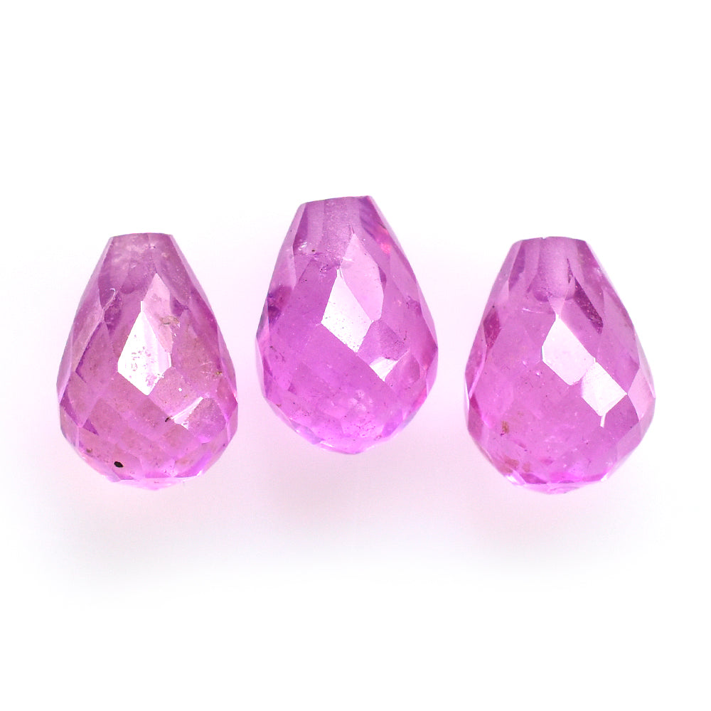 PINK SAPPHIRE (GLASS FILLED) FACETED DROPS (HALF DRILL) 7X5MM 1.79 Cts.
