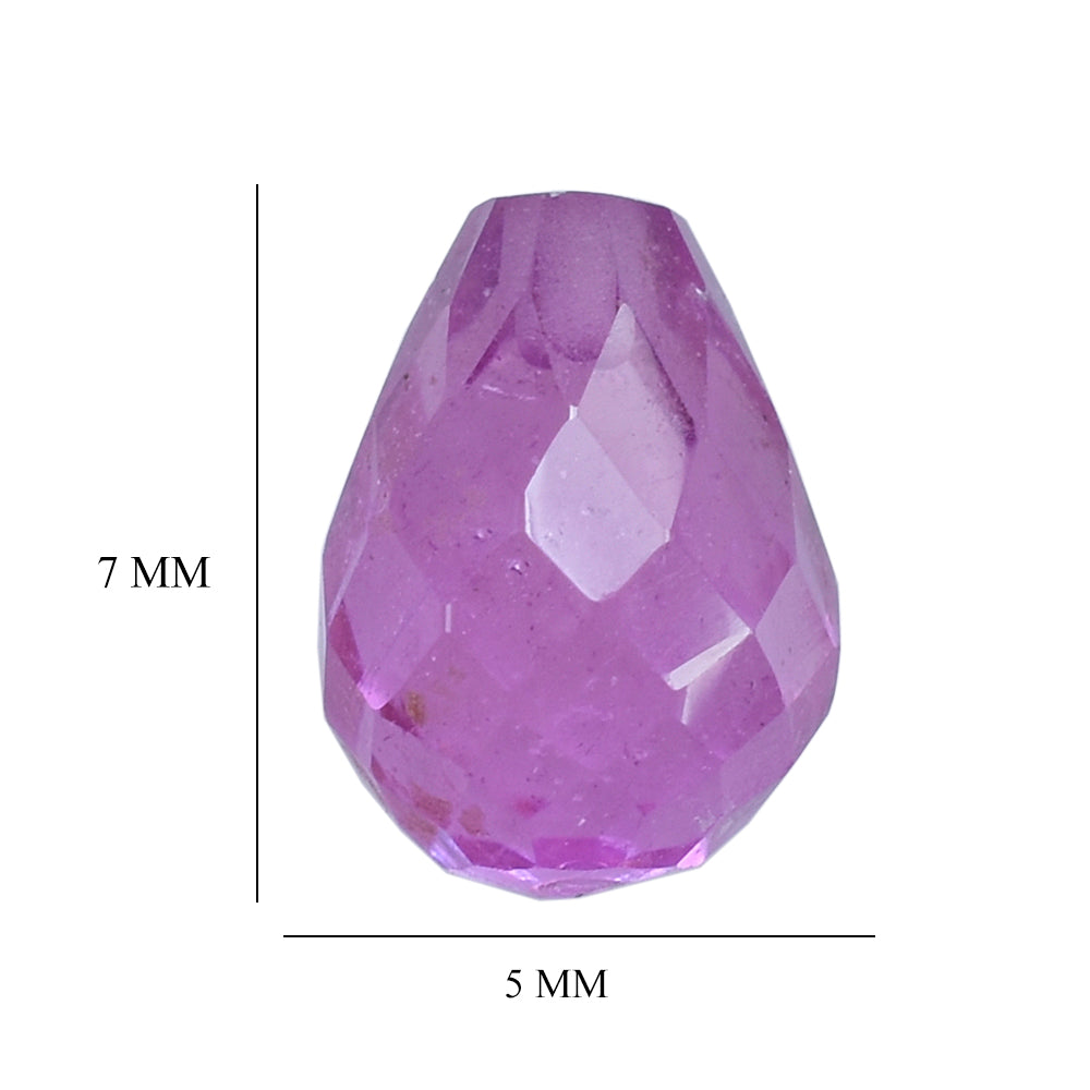 PINK SAPPHIRE (GLASS FILLED) FACETED DROPS (HALF DRILL) 7X5MM 1.79 Cts.