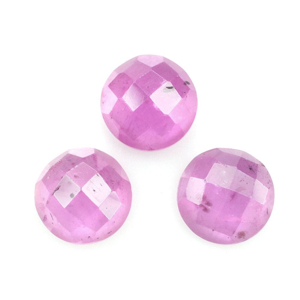 PINK SAPPHIRE (GLASSFILLED) CHECKER ROUND CAB 6MM 1.12 Cts.