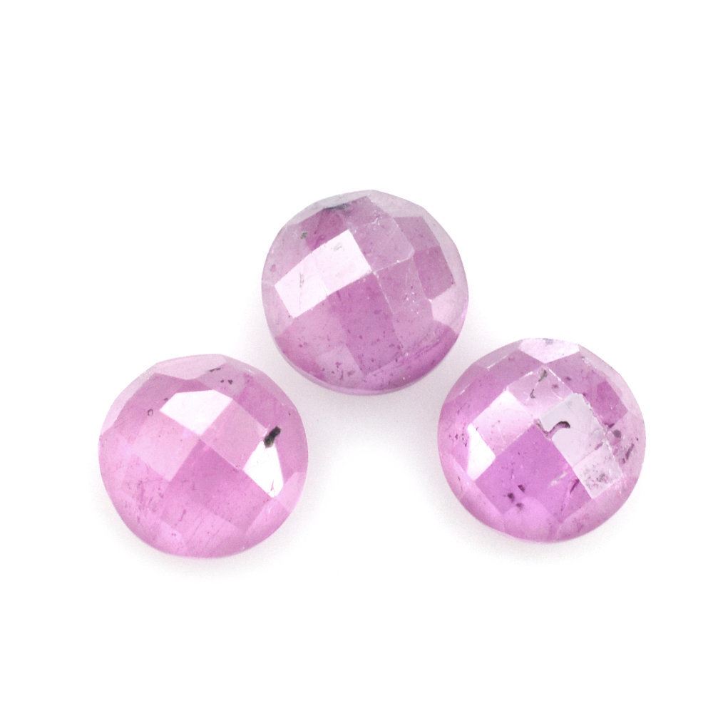 PINK SAPPHIRE (GLASSFILLED) CHECKER ROUND CAB 5.00X5.00MM 0.61 Cts.