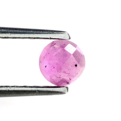 PINK SAPPHIRE (GLASSFILLED) CHECKER ROUND CAB (FROSTED BOTTOM) 5.00X5.00MM 0.64 Cts.